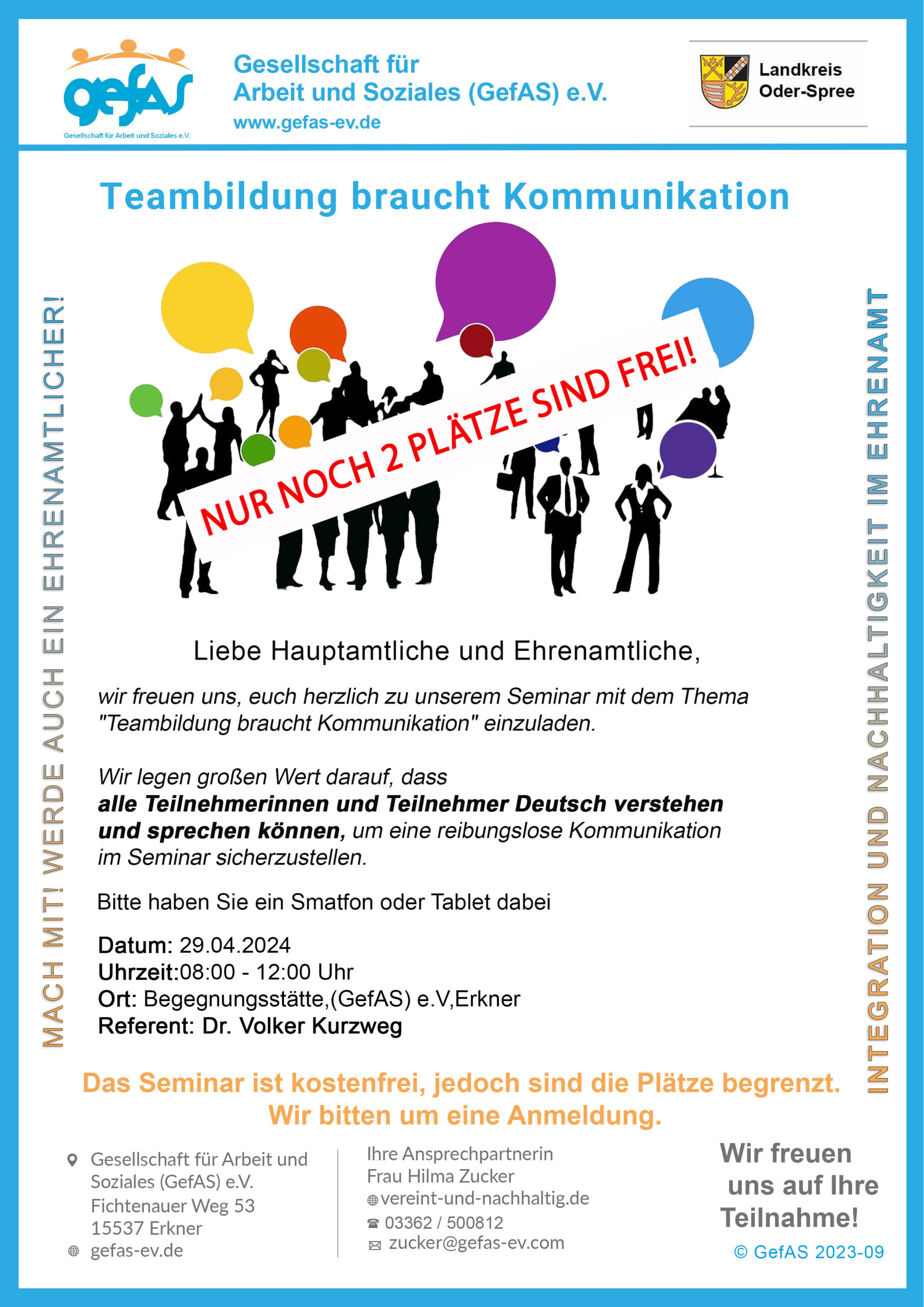 Plakat Seminar Teambildung brauckt KOmunikation